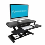 VersaDesk 36"x24" PowerPro Electric Height Adjustable Standing Desk Converter for Dual Monitors & Laptop Workstations, Black, w/ USB Charging Port