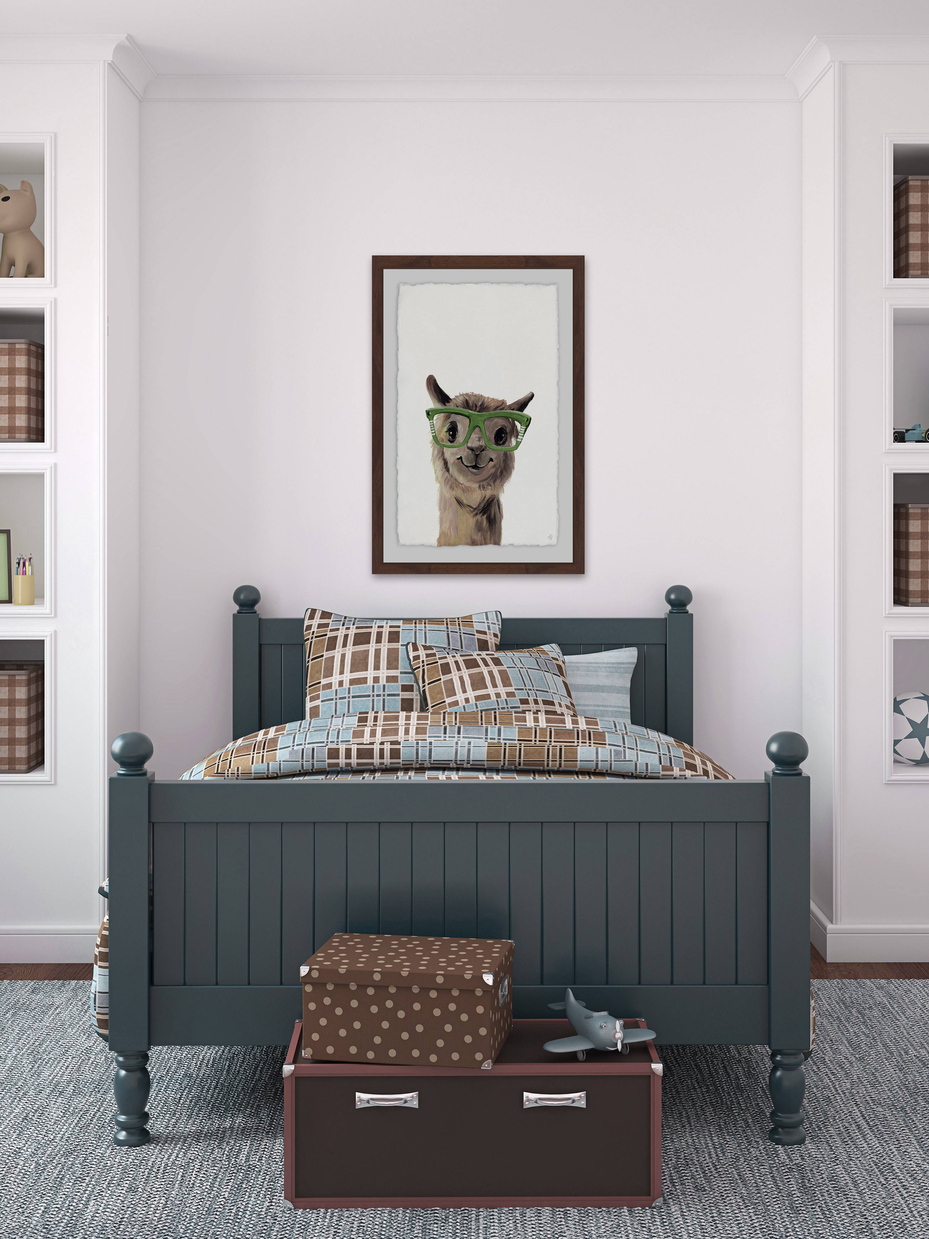 Geeky Llama Framed Painting Print