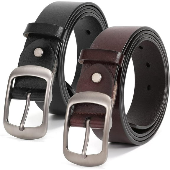 Plus Size Women Leather Belt Black Casual Waist Belt for Jeans Pants with Metal Pin Buckle