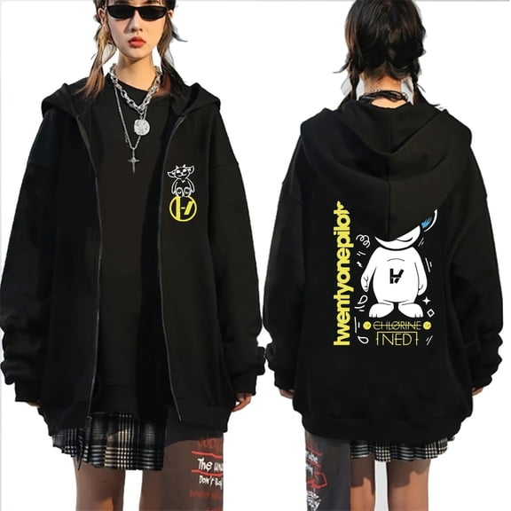 ZHENGLM Twenty One Pilots Full Zip Hoodie Long Sleeve Drawstring Sweatshirt with Pockets Hooded Jacket Unisex