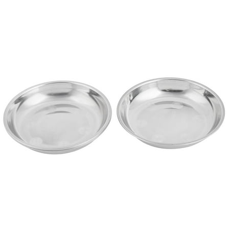 4pcs 12cm Dia Home Tableware Stainless Steel Saut Sauce Dishes Plate Silver (Best Stainless Steel Plates)