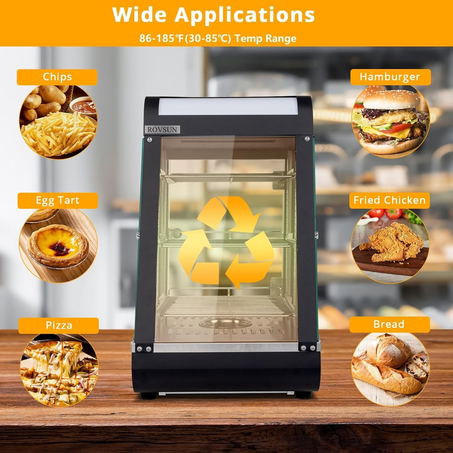 Ktaxon 15" Commercial Food Warmer Display Pizza Warmer, 3-Tier Electric Countertop Food Warmer w/LED Lighting Adjustable Removable Shelves Glass Door, Pastry Display Case for Buffet Restaurant, 1000W