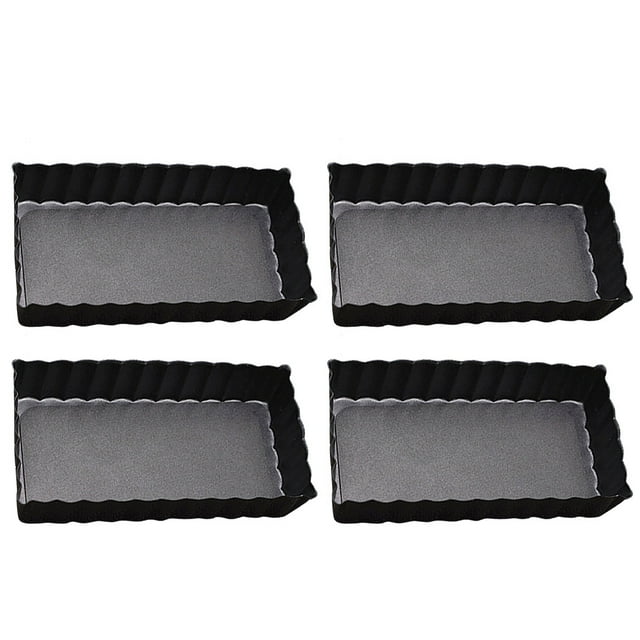 4Pcs 4 Inches Rectangular Oven Toast Box Carbon Steel Cake Baking Pan Non-stick Bread Bakeware Pan Household Bakeware for Cookie Biscuit Cake(Black)