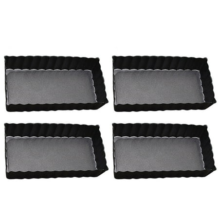 

4Pcs 4 Inches Rectangular Oven Toast Box Carbon Steel Cake Baking Pan Non-stick Bread Bakeware Pan Household Bakeware for Cookie Biscuit Cake(Black)