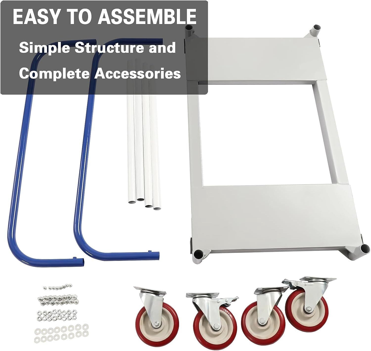 DENEST 1500 lbs Professional Panel Cart Dolly Rectangular Low Noise with 5inch Casters