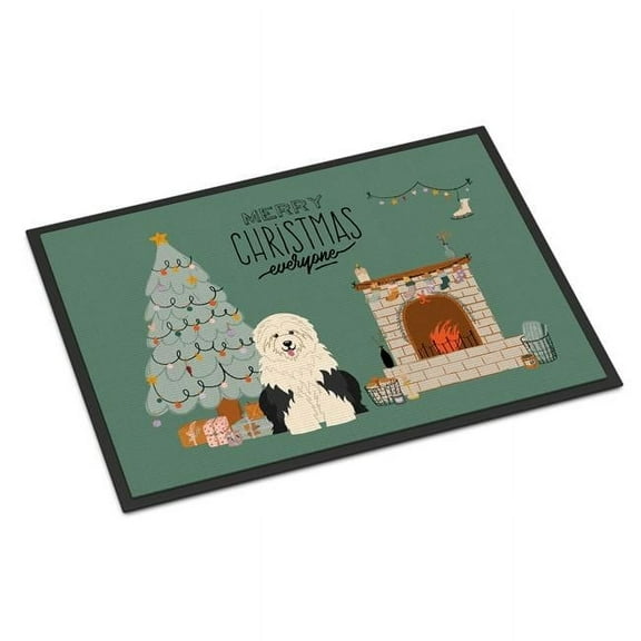 Carolines Treasures CK7659MAT 18 x 27 in. Old English Sheepdog Christmas Everyone Indoor or Outdoor Mat