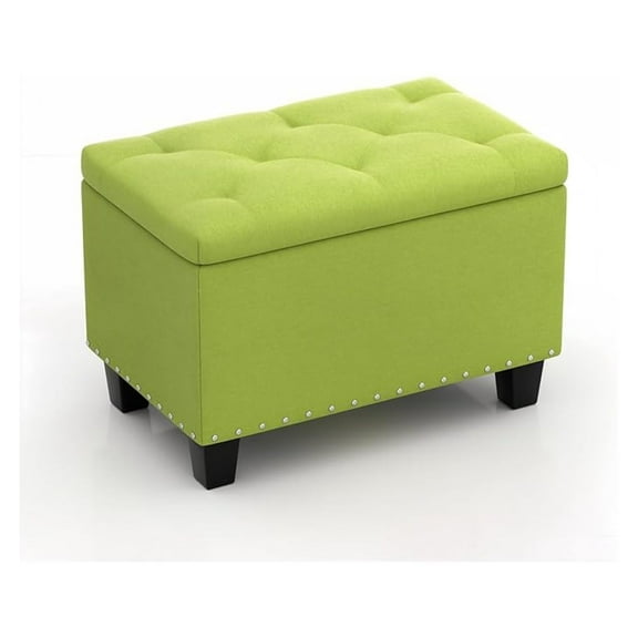 WDZS Storage Ottoman, 25 Inches Ottoman Foot Rest Stool with Hinged Lid, Ottomans with Storage for Living Room, Bedroom, Entryway, 600 lbs Capacity, Green