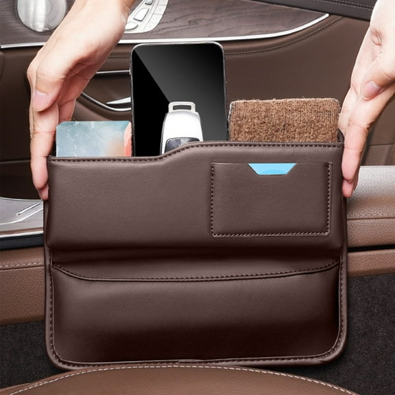 Car Seat Slot Storage Box, Leather Car Organizer, Anti-clutter Seat Gap Filler, Front Seat Storage for Phones, Change, and Small Items, Easy Installation