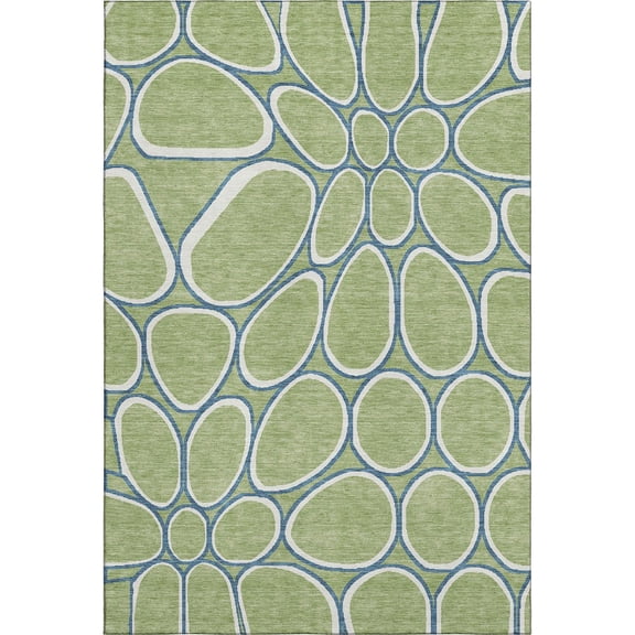 Addison Rugs Mayfield Premium Machine Washable Transitional Circles Aloe Rectangle Rug, 5' x 7'6"