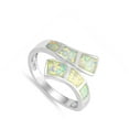 thumbnail image 4 of CHOOSE YOUR COLOR White Simulated Opal Wave Double Shank Cocktail Ring Sterling Silver Band CZ Female Size 7, 4 of 4