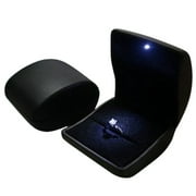 Lily Treacy PU Leather Earrings,Coin,Jewelry,ring Box,Case, with LED Lighted up for Proposal,Engagement,Wedding,Gift (Black)