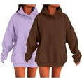 thumbnail image 2 of NMMUED 2 Pcs Hooded Sweatshirt Women, Going Out Tops for Women, Womens Hoodies Pullover, Womens Fall Tops, Workout Hoodies for Women, Brown 3XL, 2 of 7