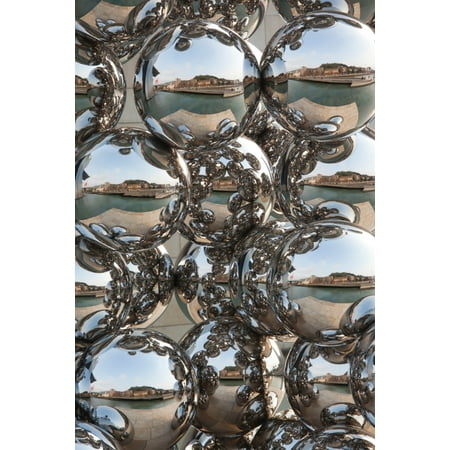 - City reflection in chrome spheres Bilbao Biscay Province Basque Country Region Spain Poster Print by Panoramic Images (36 x 24)