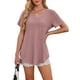 thumbnail image 4 of Tops OFEEFAN de verano holgados con cuello en V y dobladillo curvo para mujer, 4 of 6