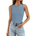 thumbnail image 2 of SHenli Women's 2026 Summer Vest Top Curved Hem Braless Tie Halter Shirts Ribbed Knit Basic Tees, 2 of 5