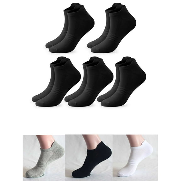 Luxtrada 5 Pairs Women's Cushion Ankle Socks Thin Soft Athletic Low Cut Socks (Black,5-8)