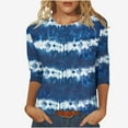 thumbnail image 4 of Nrmvnmi Womens 3/4 Length Sleeve Cotton Tops Casual Floral Print Round Neck Tie Dye Summer/Fall Tops Loose Fit Elastic and Lightweight Blouse For Women, 4 of 6