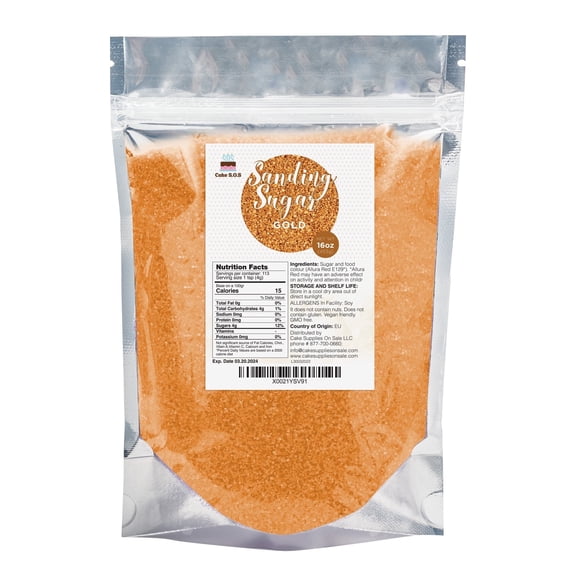 Cake S.O.S Gold Sanding Sugar Dessert Sprinkles, 16 oz