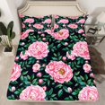 thumbnail image 2 of Manfei Floral Peony 3pcs Twin Sheet Sets for Female Women Men,Chic Pink Flower Twin Fitted Sheet,Spring Graden Breathable Flat Sheet,Luxury Bedroom Decor, 2 of 7