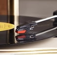 thumbnail image 3 of HZLSBL Gramófono vintage con salida Bluetooth Tocadiscos vintage Tocadiscos de gramófono retro para discos de vinilo de 7" 9" 12" 3 velocidades, Hi-Fi, hecho a mano por Pure Oak (verde oscuro), 3 of 5