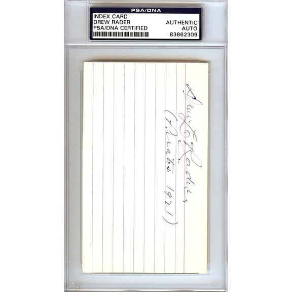Drew "Lefty" Rader Autographed 3x5 Index Card Pittsburgh Pirates PSA/DNA #83862309