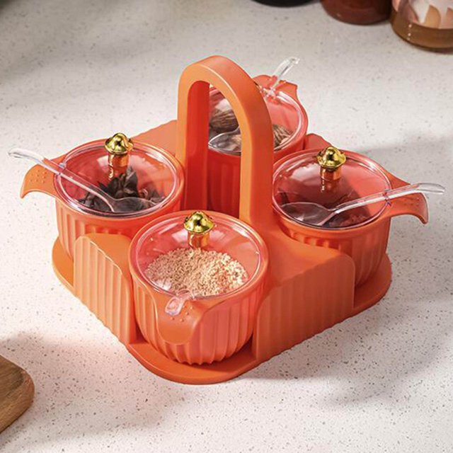 tredstone Seasoning Box Seasoning Spice Box Portable Handle for Rrestaurant Sugar Orange