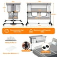 thumbnail image 6 of Vomeast Baby Bassinet Bedside Sleeper with Wheels, Adjustable Height, Storage Basket, Mosquito Net for Newborns Infants, Light Gray, 6 of 10