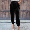 thumbnail image 2 of RUTAYY Women's Pants Solid Color Elastic Waist Straight Leg Casual with Pocket Comfortable Breathable Travel Elegant Trousers, 2 of 5