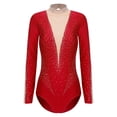 thumbnail image 3 of Zaldita Womens Glittery Gymnastics Latin Dance Leotard Sheer Mesh Keyhole Ballet Bodysuits Top Red M, 3 of 6