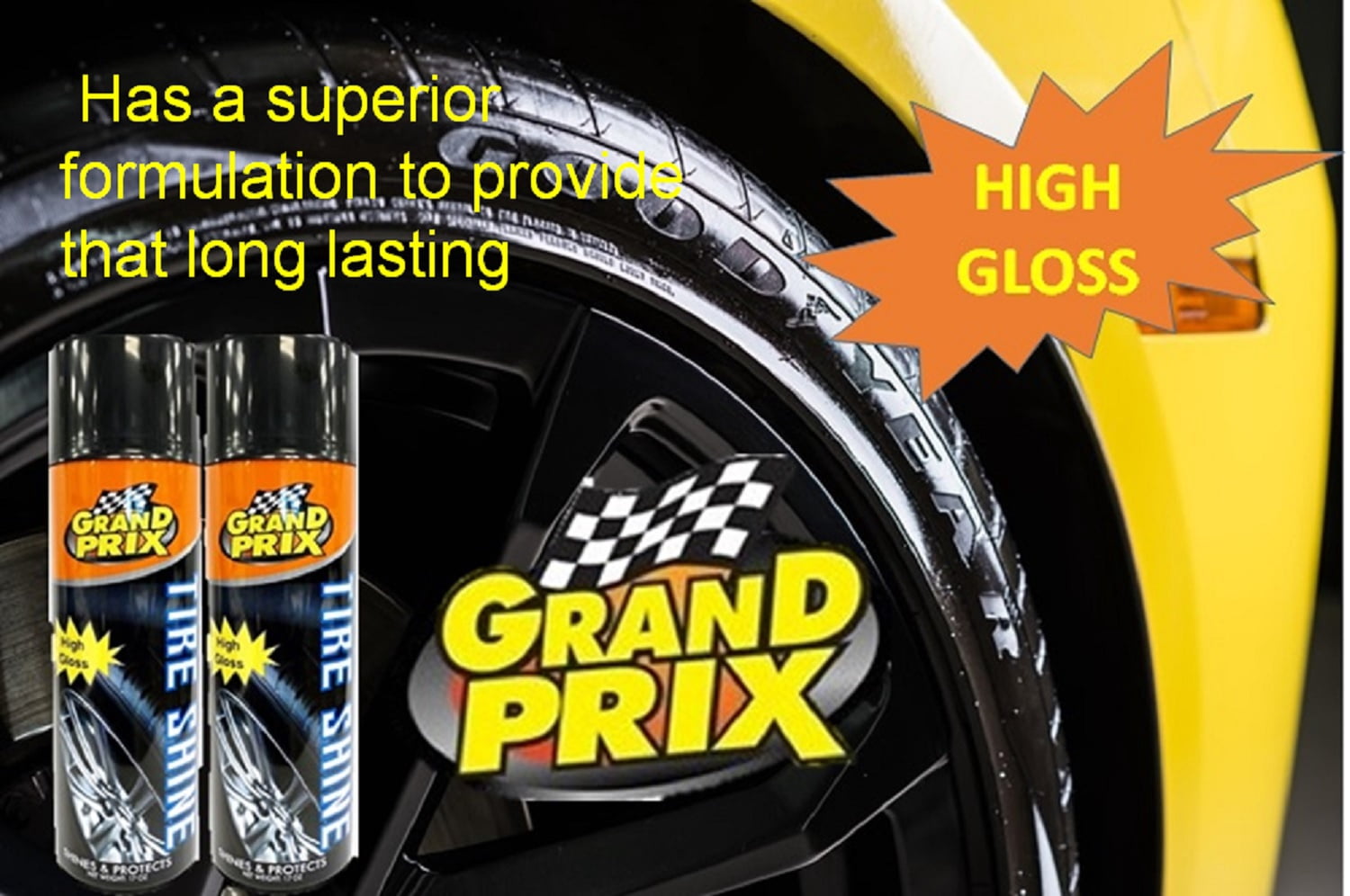Grand Prix Tire Shine Hi Gloss 17oz 2pk has a superior formulation to provide that long lasting, wet look shine to all types of tires in just seconds it is extremely easy to use