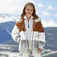 thumbnail image 2 of KAUOD Girls Front Zipper Sherpa Hooded Jackets Teen Kids Winter Fuzzy Soft Warm Coats Fleece Striped Thick Long Sleeve Tops, 2 of 6