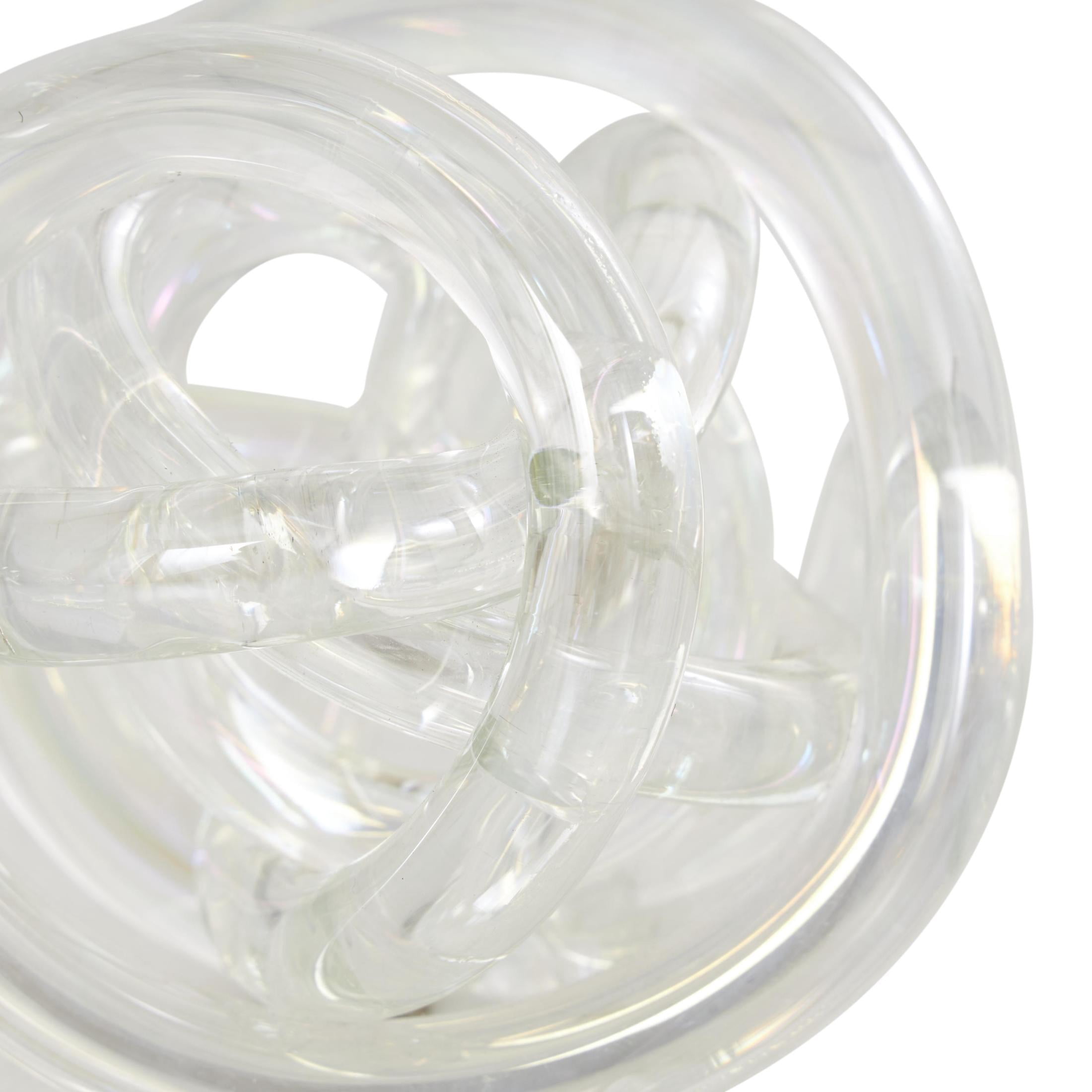 5", 4", 4"W Clear Glass Knotted Ball Knot Sculpture, by DecMode (3 Count)