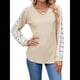 thumbnail image 1 of Camisas de Larga para Mujer, Blusas Informales de Negocios con Cuello en V, Camisetas de Moda para Otoño 2025. Ropa. Albaricoque XXL, 1 of 10