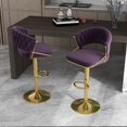 thumbnail image 2 of Lumibee Set of 2 Modern Velvet Adjustable Bar Stools with Backs Set of 2 - Purple, 2 of 5