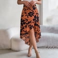thumbnail image 6 of Women's Long Skirts Floral Elastic High Waist Asymmetrical Hem Skirt, 6 of 9