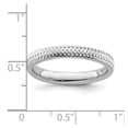 thumbnail image 2 of 925 Sterling Silver Polished Patterned Stackable Rhodium Ring Size 8 Stackable Ring for Women, 2 of 2
