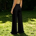 thumbnail image 5 of Women's High Waist Wide Leg Pants With Ruffle Hem Casual Loose Flared Trousers With Pockets, 5 of 6
