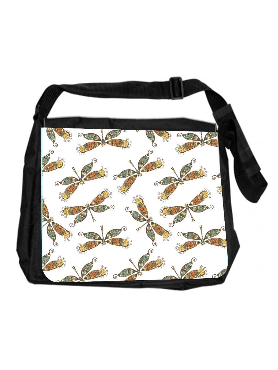 Laptop Case 15.6 inch Dragonfly Colorful Pattern Computer Messenger Bag with Shoulder Strap for Men Women Travel