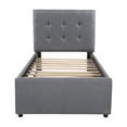thumbnail image 6 of SESSLIFE Linen Upholstered Platform Bed with Headboard and Trundle, Twin Size Bed Frame, Furniture for Bedroom, Living Room, Guest Room, Gray, 6 of 9
