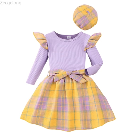 Zecgelong Toddler Girls Long Sleeve Printing Tops Skirts Casual Suit Outfits Warm Fall Winter Clothes Toddler Girls Sets Age 18-24 Months