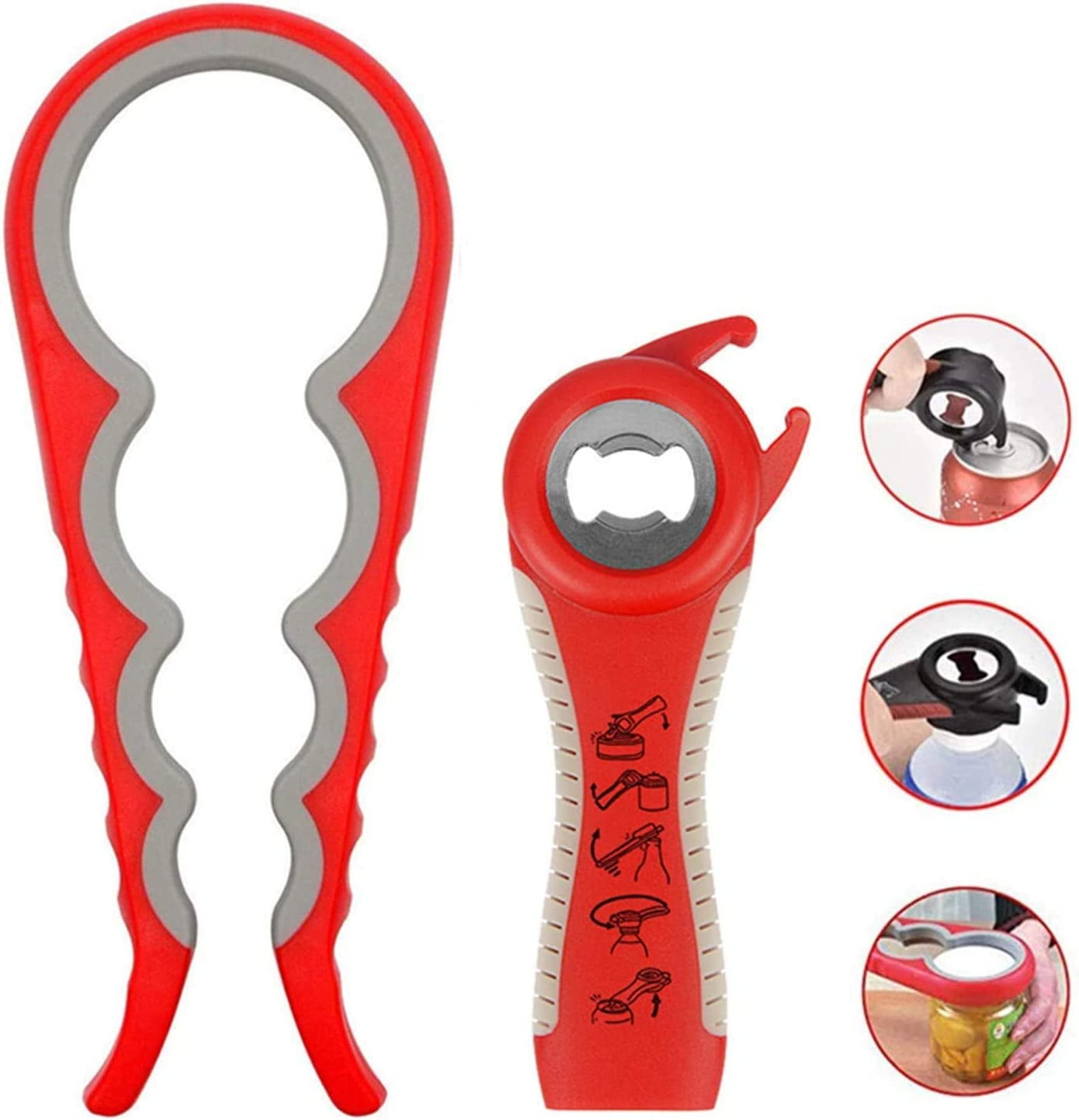 Easy Jar Bottle Opener Kit,Manual Can Opener, 5in1 and 4in1 Multi