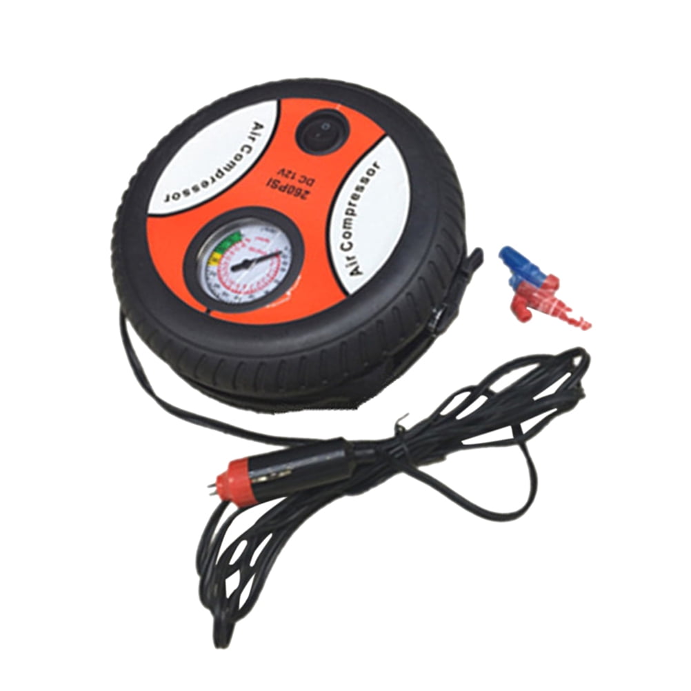 HONMEET Red Tire Inflator Portable Air Pump for Car Tires and Emergency Use Smooth Easy-to-Read Pressure Gauge Scale