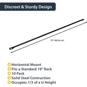 Cable Lacing Bars for Racks - Horizontal Cable Manager, 10 Pack