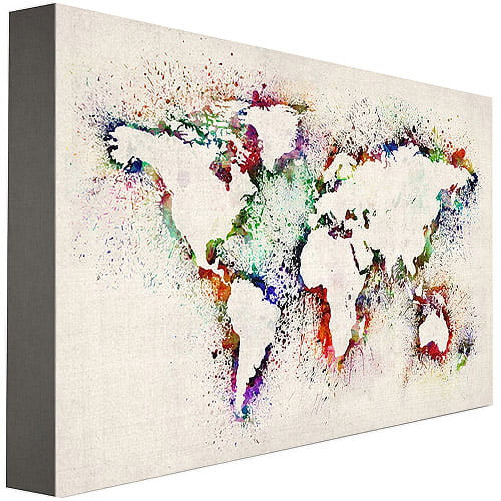 Trademark Art "World Map - Paint Splashes" Canvas Art by Michael Tompsett