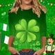 thumbnail image 1 of RKSTN 3/4 Length Sleeve Womens Tops Oversized Crewneck St Patricks Day Lucky Shamrocks Graphic Print T Shirt Womens Casual Plus Size Round Neck Loose Irish Festivities Three Quarter Sleeve Shirt, 1 of 6
