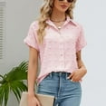 thumbnail image 6 of TTUHYWXI Womens Short Sleeve Shirts V Neck Collared Button Down Shirt Tops with Pockets (Pink, XXL), 6 of 9