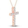 thumbnail image 2 of 2.00 Ct Beautiful Multi-Natural Round Diamond Charm Cross Pendant Necklace for Women in 18K Rose Gold With 18 inches chain, 2 of 4