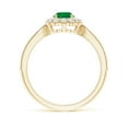 thumbnail image 2 of Angara Natural 0.45 Ct. Emerald with Diamond Halo Ring in 14K Yellow Gold for Women (Ring Size: 12), 2 of 10