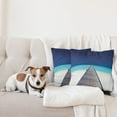 thumbnail image 4 of Ambesonne Hawaii Throw Pillow Cover 2 Pack, Wooden Path into Ocean, 24", Navy Turquoise Cream, 4 of 7