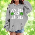 thumbnail image 2 of IWRICH St. Patrick's Day Hoodies for Girls Pinches Get Stitches Printed Shamrock Sweatshirts Saint Patrick's Tops,Size 3-14 Years Grey 130, 2 of 4